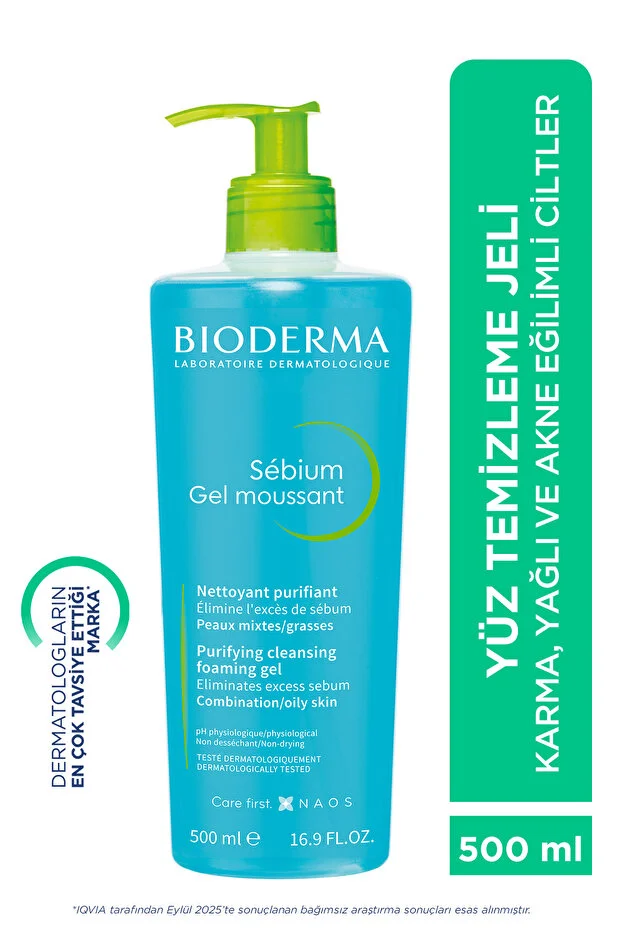 Sebium Foaming Gel Karma, Yağlı ve Akne Eğilimli Ciltler İçin Yüz ve Vücut Temizleme Jeli 500 ml